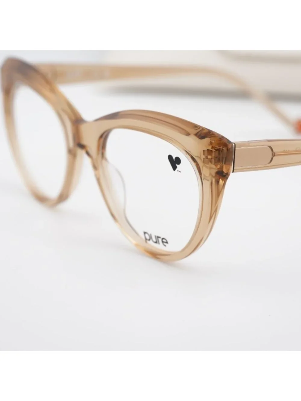 Pure P-7009 N 250 Cat Eye Eyeglasses 52mm – Transparent Camel